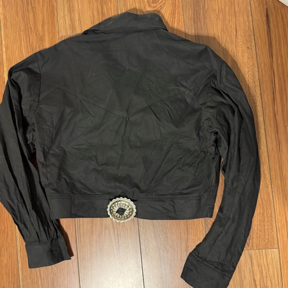 Vintage Western Style Cropped Button Down with Silver Hardware